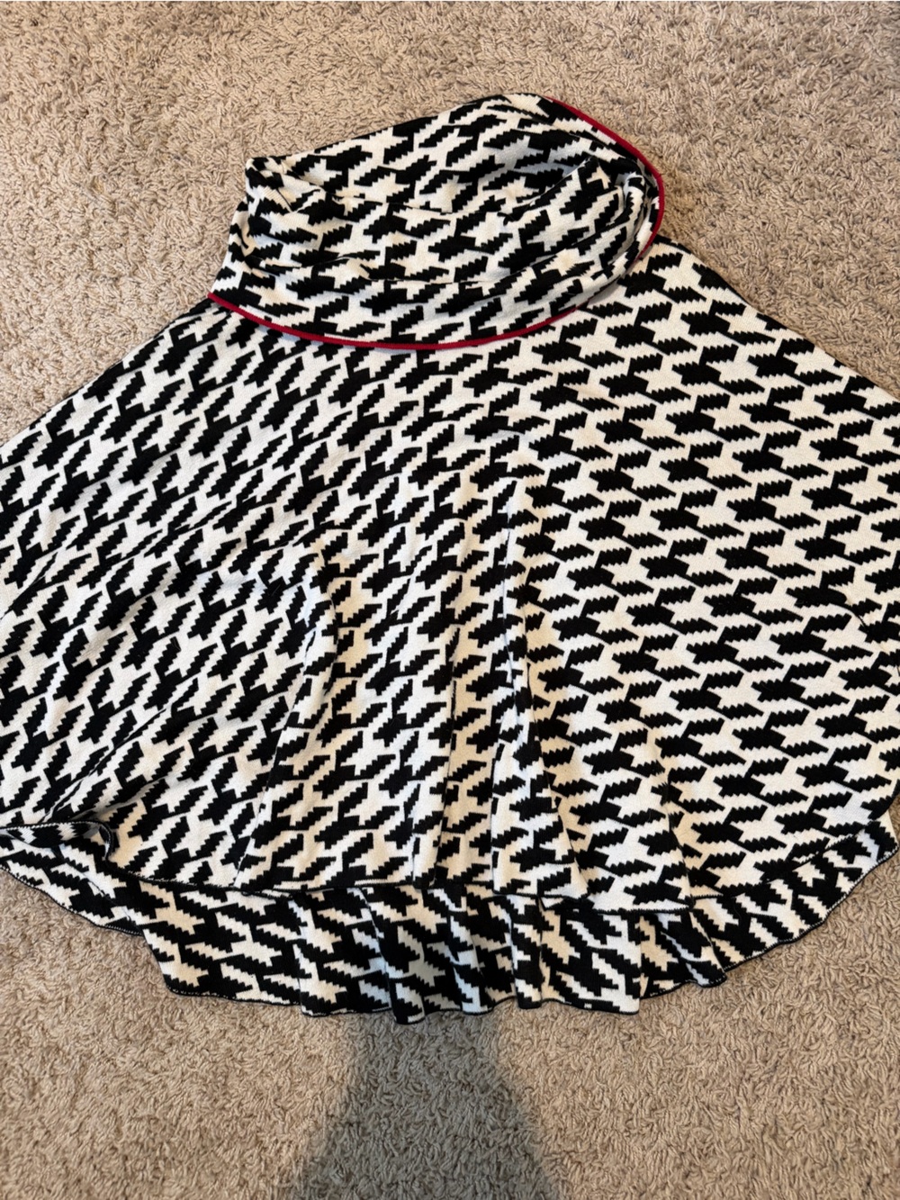 Black & White Houndstooth Flowy Wool Shirt/ Shall